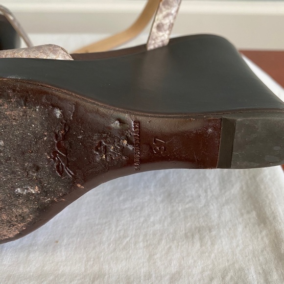 Longchamp strappy platform snakeprint sandal heels - Picture 5 of 5